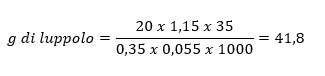 Equazione per il calcolo della quantità di luppolo