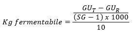 Formula per calcolare la quantita di fermentabile per correggere la densita
