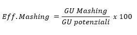 Formula per calcolare l'efficienza di mashing