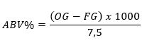 Formula per il calcolo del volume alcolico birra