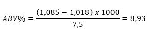 Formula per il calcolo del volume alcolico birra