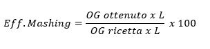Formula per il calcolo dell'efficienza di ammostamento
