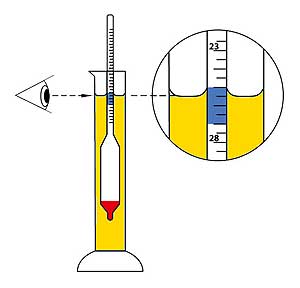 Uso del densimetro per la verifica della densità del mosto birra